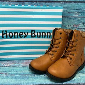 Honey Bunny Tan Flop Lace Up Toddler Hiking Winter Ankle Boots Shoes Size 3 NEW